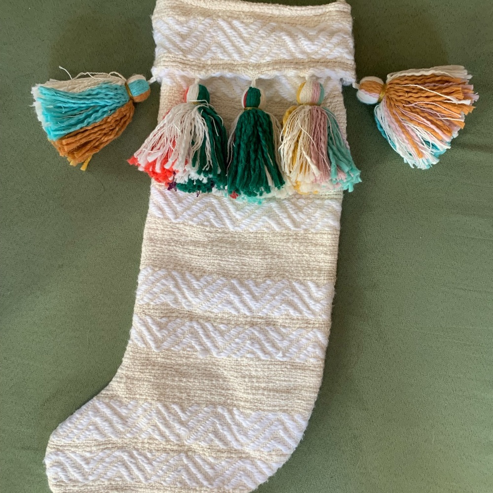 Anthropologie treasured tassel stocking